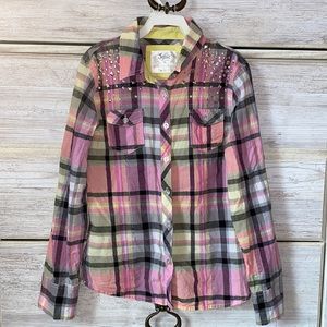 Girls Plaid Button-Down Top